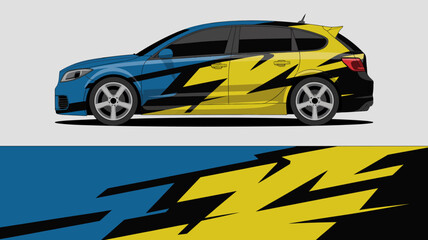 Fototapeta premium Car with yellow and blue design.