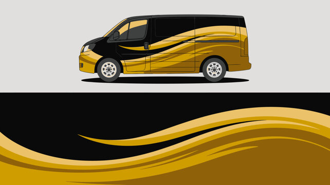 Gold Luxury Minivan Vehicle Side View.