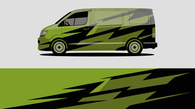Green Van Vehicle Transportation Cargo.