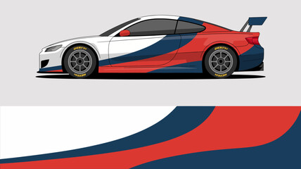 Fototapeta premium Sporty Racing Car Side View Profile.