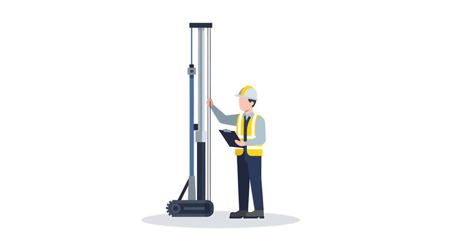 Engineer Inspecting Surveying Equipment for Construction Project.