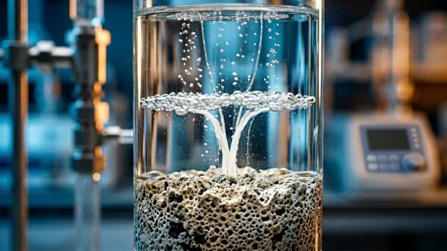 Water purification chemistry green filtration porous media bubbles clear water lab column aeration cartridge analysis filtration media chemistry