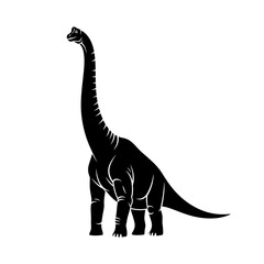 Silhouette of a Brontosaurus Dinosaur Standing Isolated on White Background © Gudang Garam