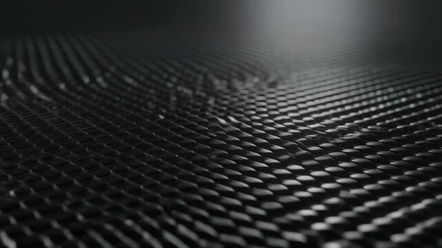 Abstract black carbon texture with reflective metallic details and dynamic motion effect