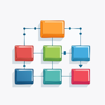Colorful Flowchart or Organization Chart with Connected Boxes