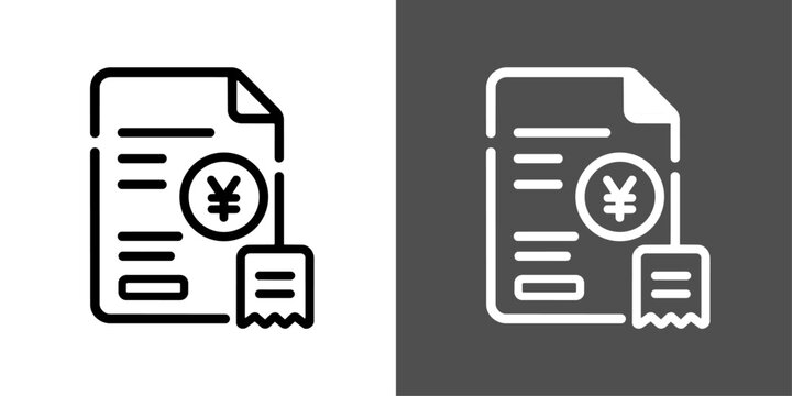 請求書と円マークのモノクロ線画アイコン