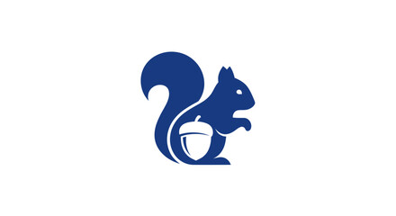 Blue Squirrel Silhouette Holding Acorn Icon © heru