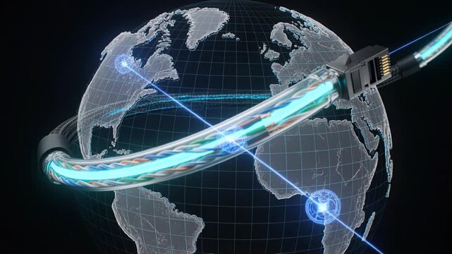 Ethernet Cable with Transparent Connector and Glowing Data Wires