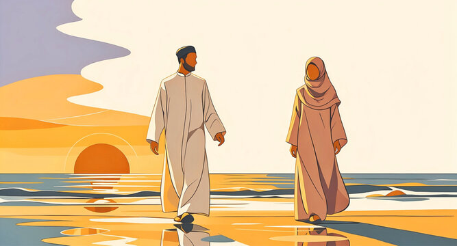  Two people move slowly beside the ocean, exchanging quiet words and lingering looks as reflections shift through mirrors and fading light during a private moment together at sunset