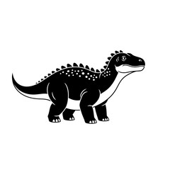 Cartoon Brontosaurus Dinosaur Black and White Illustration © Gudang Garam