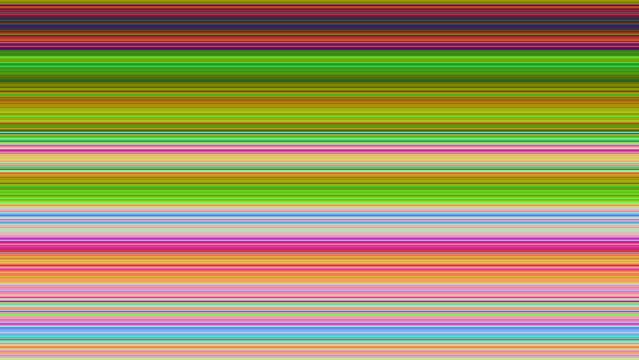 A detailed pattern of horizontal lines featuring a wide spectrum of colors including green, yellow, pink, blue, and purple, creating a rhythmic and repetitive linear striped texture