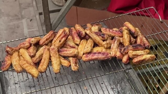 Fried Bananas in a Asian Street Market