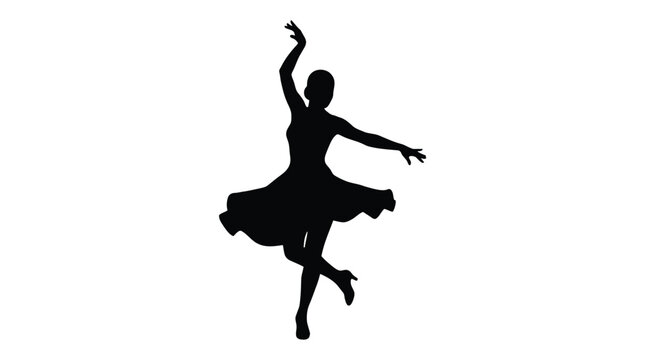 Elegant silhouette of a graceful female dancer performing a classic ballet move in this artistic studio photo capturing fluid motion and poise in a sharp pose