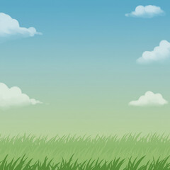 Fototapeta premium Minimal Pastel Nature Background with Green Grass
