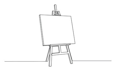 Naklejka premium Continuous line drawing of a blank canvas on an easel, perfect for conveying simplicity and creative beginnings