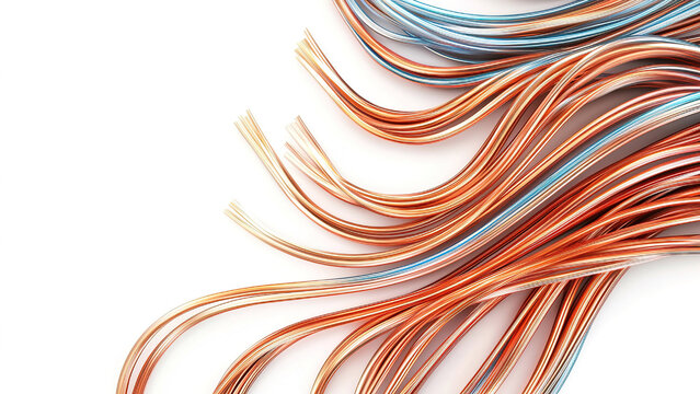 copper wire cable wave isolated on white background
