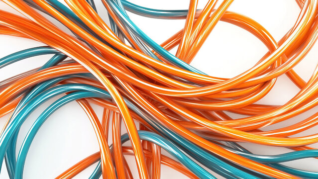 copper wire cable wave isolated on white background