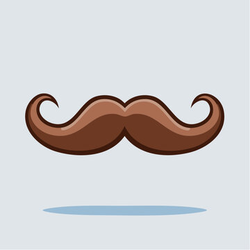 Stylized Brown Moustache Icon with Shadow