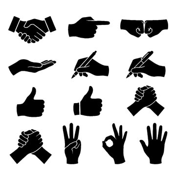Black hand gestures and signs.