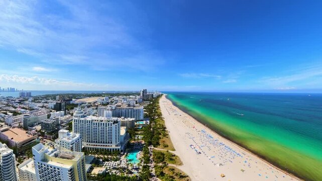 Beautiful summer day in Miami Beach drone footage