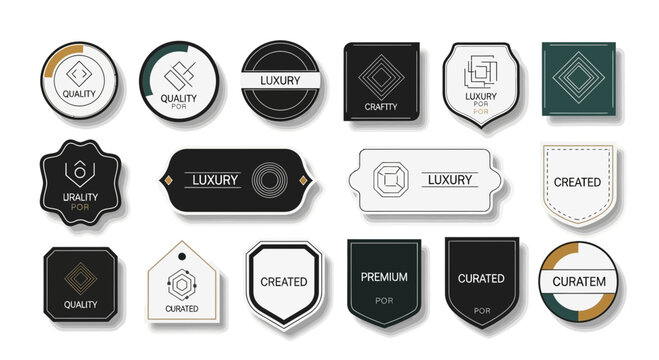Set of elegant business labels and badges with geometric shapes