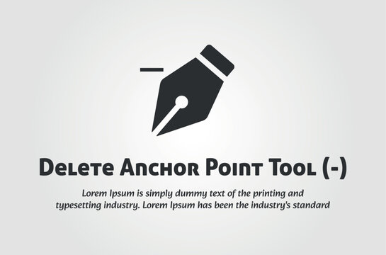 Delete Anchor Point Pen Tool Icon for Graphic Design Software Interface and Vector Illustration Workflows on White Background