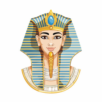 Pharaoh Portrait: Ancient Egyptian Ruler Icon, King Tut's Mask Style