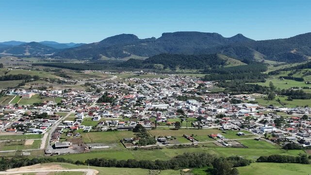 The city of Bom Retiro is located in the mountains of Santa Catarina. It's near Urubici and Florianopolis. Aerial view.