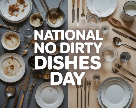 National No Dirty Dishes Day Kitchen Cleanup Concept