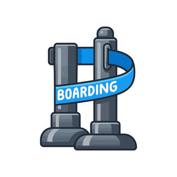 Retractable Belt Barrier with Boarding Sign