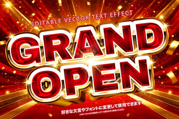 【文字編集可能】 装飾テキストエフェクト。編集可能なグラフィックスタイルテンプレート。GRAND OPEN © decodesign