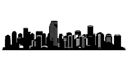 Obraz premium Modern city skyline silhouette with skyscrapers urban landscape