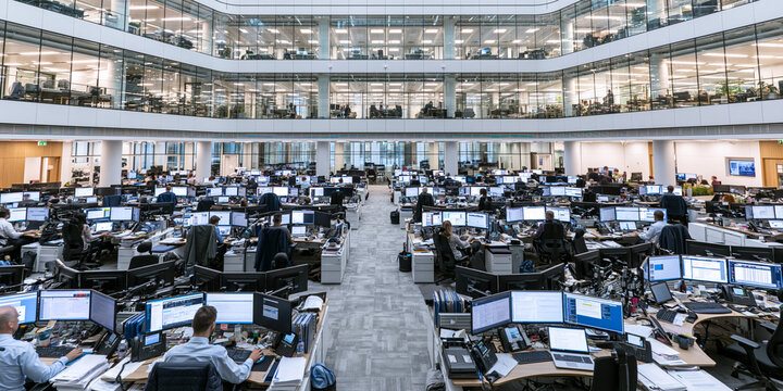 Modern Open Office Workspace: Collaboration and Technology for Financial Services Professionals