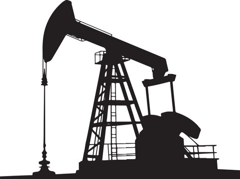 Oil Pump Jack Silhouette Isolated on White Background