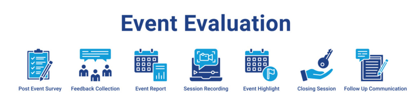 Event Evaluation Web Icon Banner and Collection