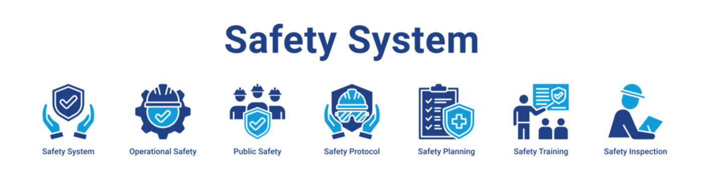 Safety System Web Icon Banner and Collection