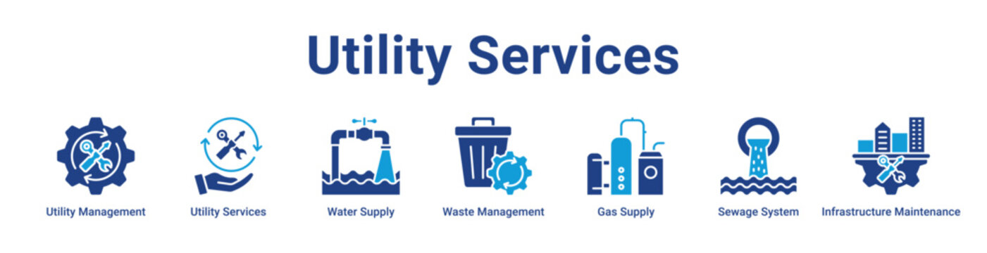 Utility Services Web Icon Banner and Collection