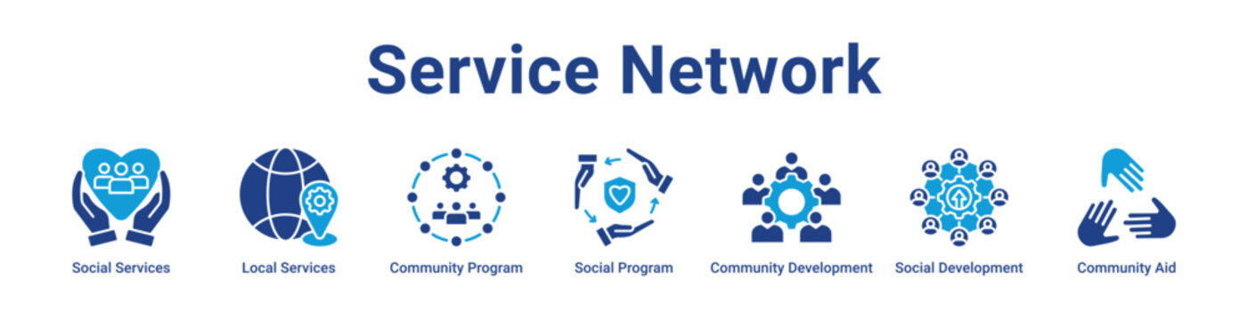 Service Network Web Icon Banner and Collection