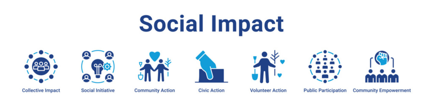 Social Impact Web Icon Banner and Collection
