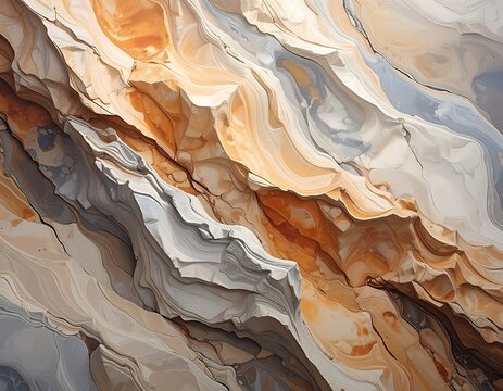 A colorful abstract geological formation with layered rock
