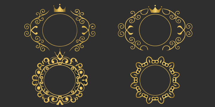 gold floral frames with ornate details vector illustration