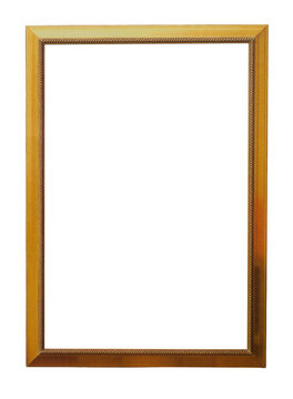 vintage wooden picture frame isolated on transparent background