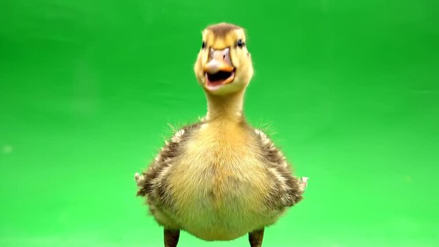Duck Making a Quacking Sound in a Green Screen Studio
