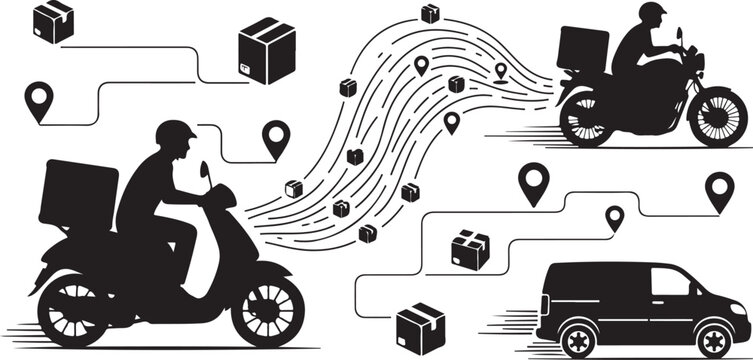 Delivery Services with Various Transportation Methods Shown