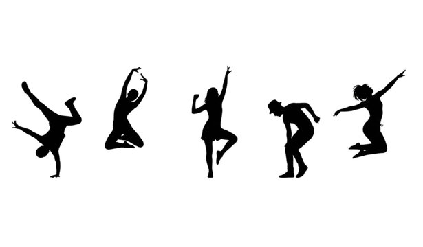 Dance silhouette icon collection street jazz zumba ska dancer vector illustration