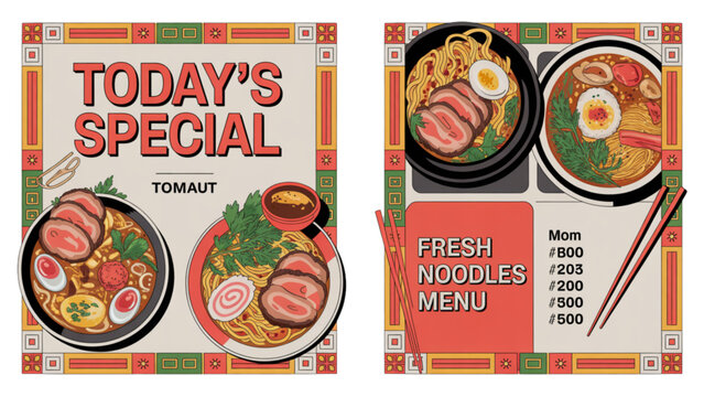 Vintage retro food packaging design with tomato soup and spaghetti cans
