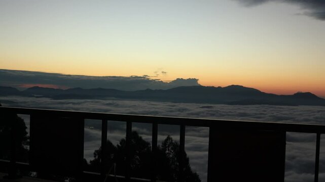 View of the Land above the Clouds (village above the Clouds) Lolai Hills Village and traditional village covered by clouds in the morning before sunrise