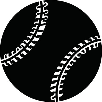 Black and white illustration of a baseball with visible seams only