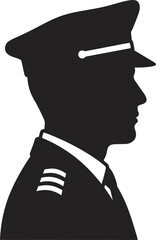 Silhouette of a pilot in uniform with hat and epaulets on white background © Md Imran