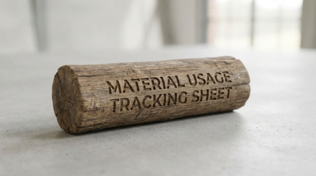 Rough Wood Material Usage Tracking Sheet Stump on Table